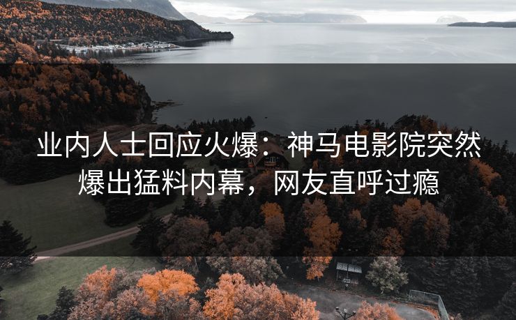 业内人士回应火爆：神马电影院突然爆出猛料内幕，网友直呼过瘾