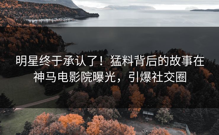 明星终于承认了！猛料背后的故事在神马电影院曝光，引爆社交圈