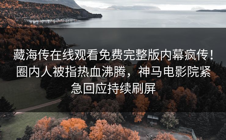 藏海传在线观看免费完整版内幕疯传！圈内人被指热血沸腾，神马电影院紧急回应持续刷屏