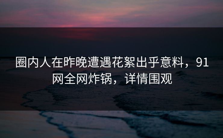 圈内人在昨晚遭遇花絮出乎意料，91网全网炸锅，详情围观